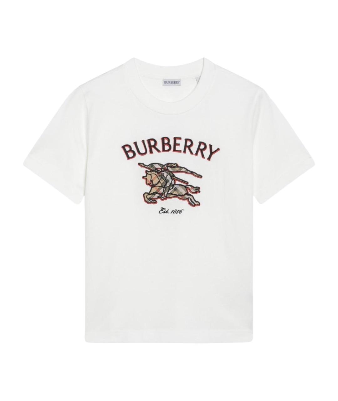BURBERRY Белая хлопковая футболка, фото 1