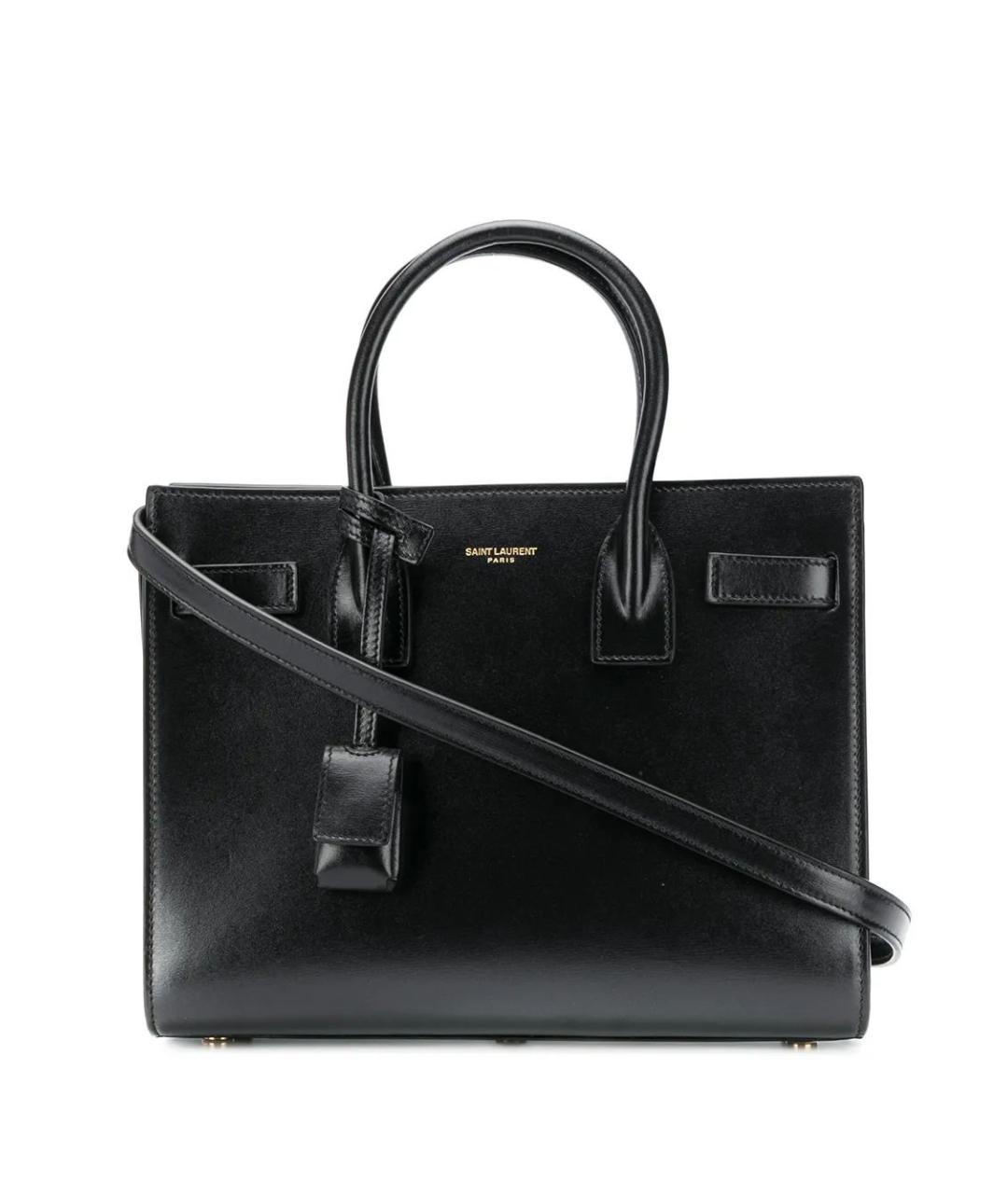 SAINT LAURENT Черная кожаная сумка тоут, фото 2