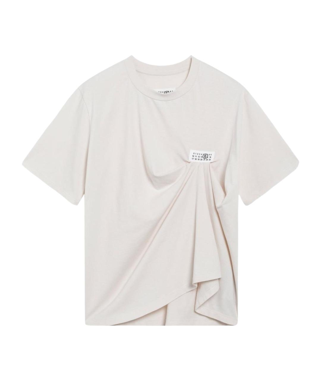 MM6 MAISON MARGIELA Бежевая хлопковая футболка, фото 1