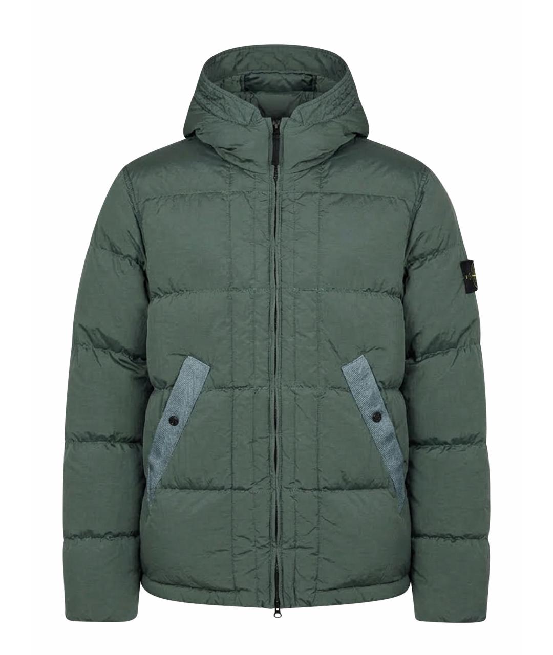 STONE ISLAND Бирюзовый полиэстеровый пуховик, фото 4