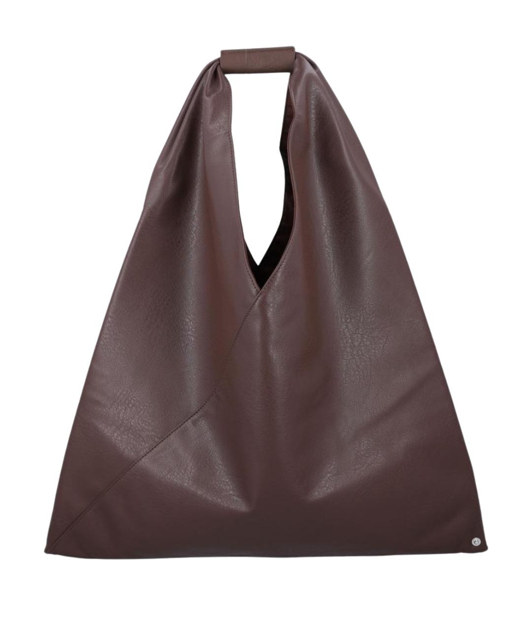 MM6 MAISON MARGIELA Коричневая кожаная сумка с короткими ручками, фото 1