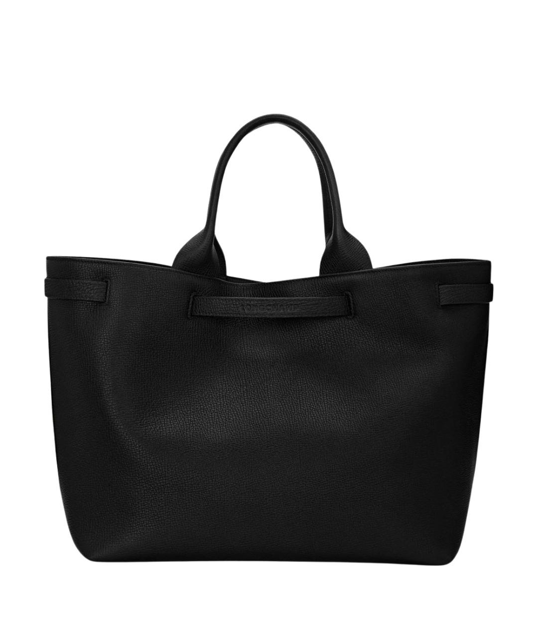 LONGCHAMP Черная кожаная сумка тоут, фото 2