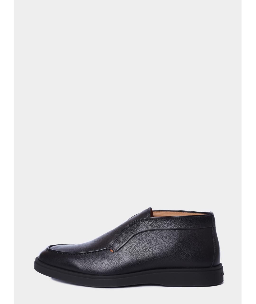 SANTONI Черные кожаные низкие ботинки, фото 7