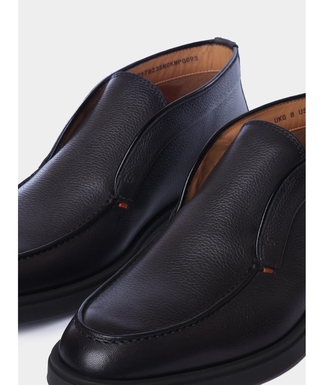 SANTONI Черные кожаные низкие ботинки, фото 3