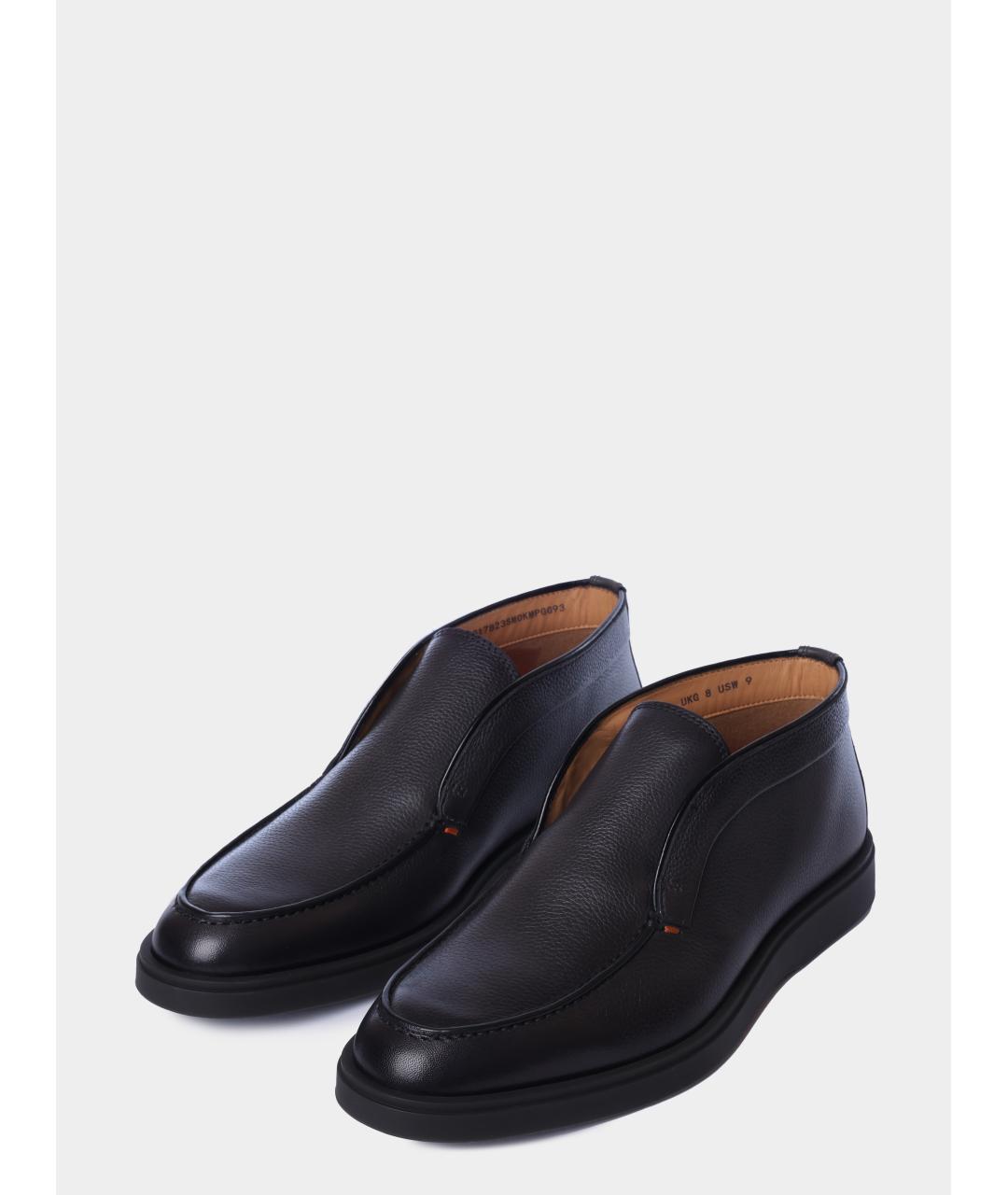 SANTONI Черные кожаные низкие ботинки, фото 2