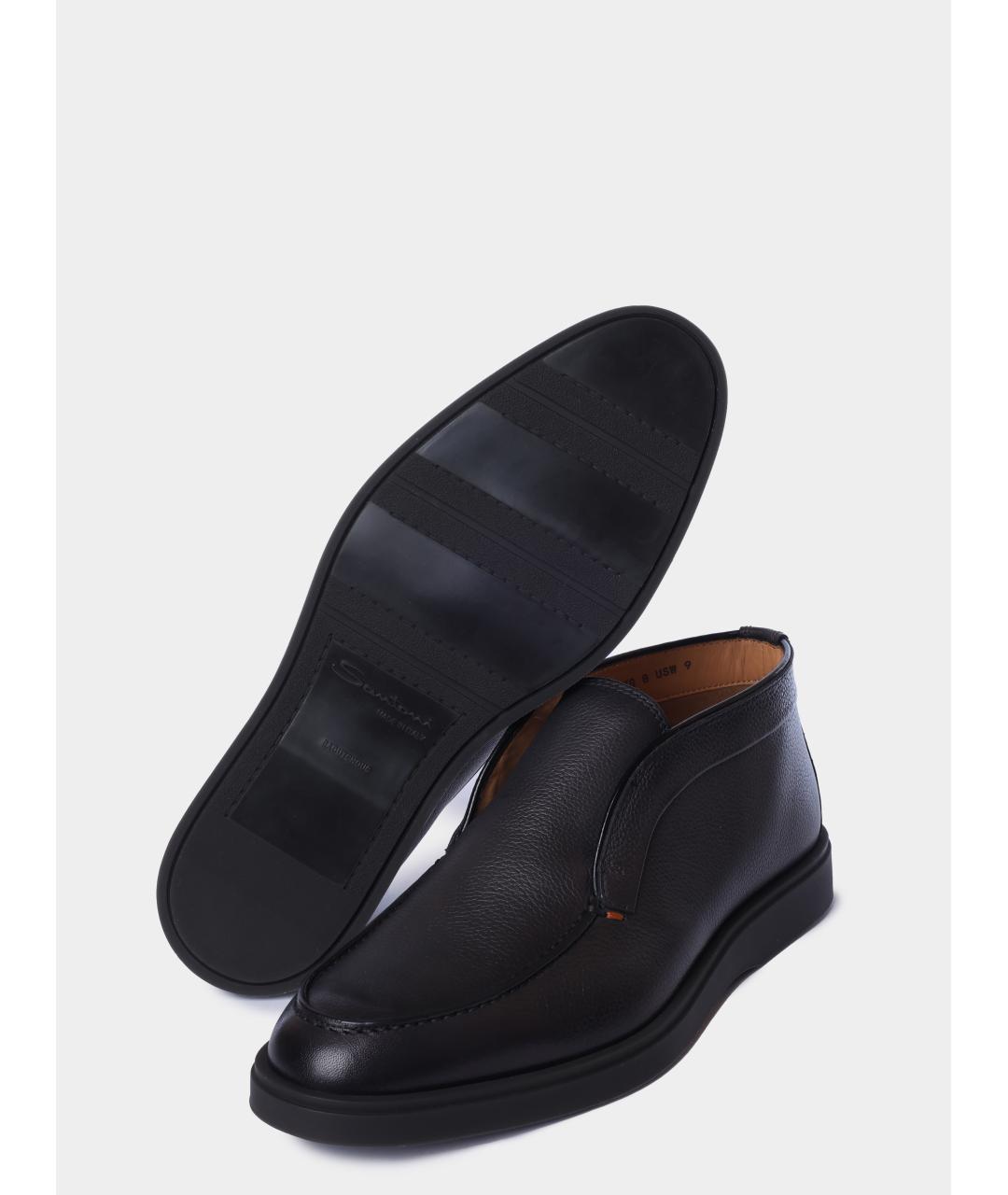 SANTONI Черные кожаные низкие ботинки, фото 4