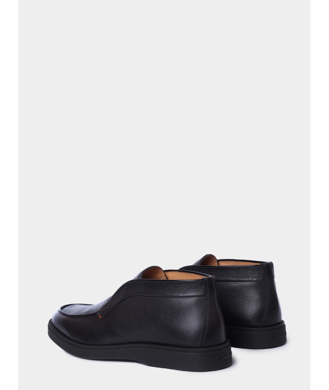 SANTONI Черные кожаные низкие ботинки, фото 6