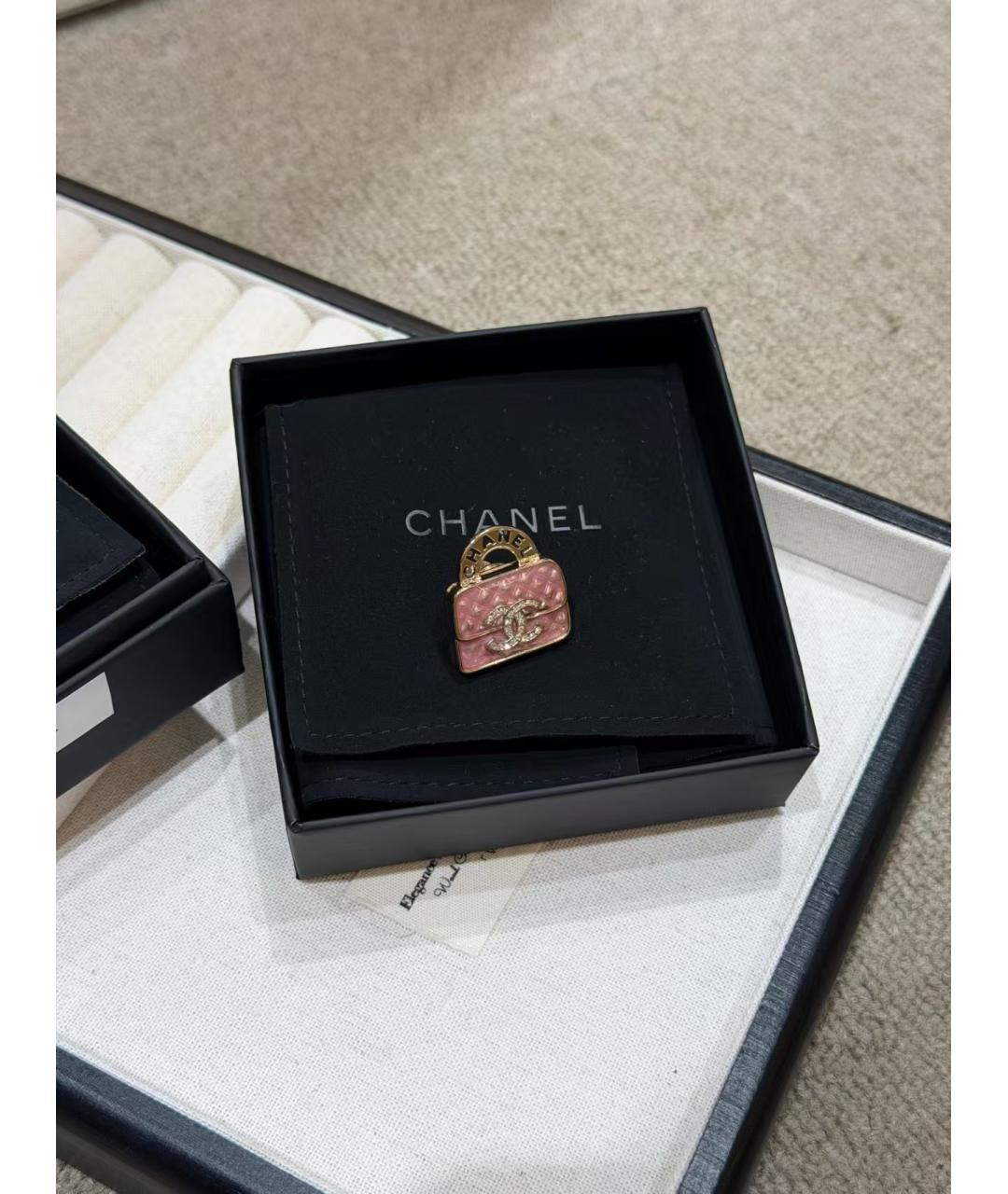 CHANEL Розовая металлическая булавка / брошь, фото 2