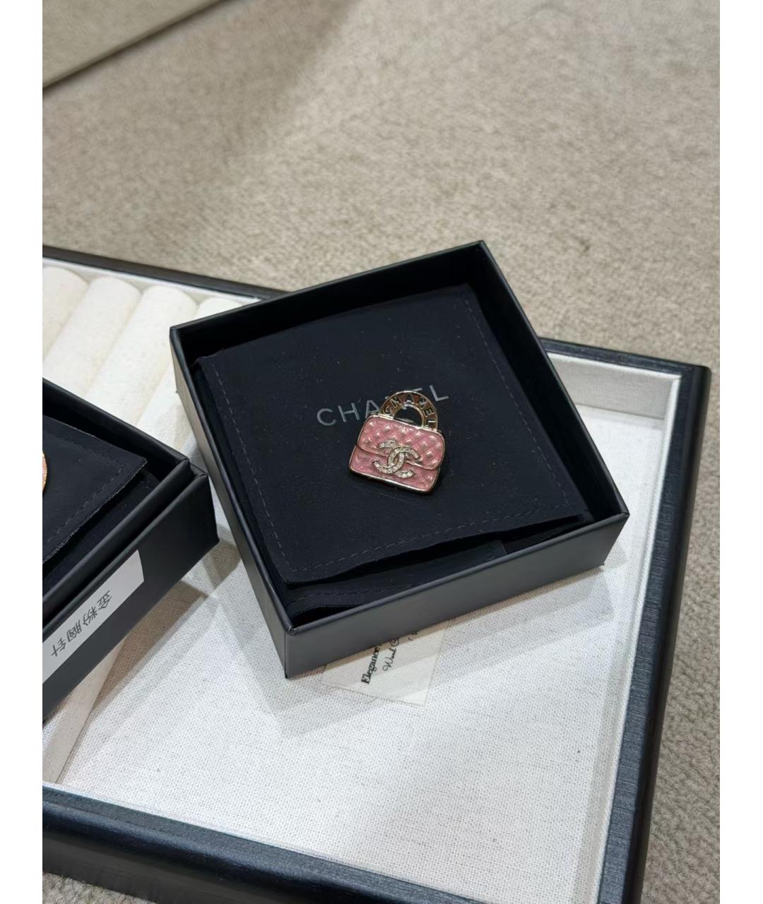 CHANEL Розовая металлическая булавка / брошь, фото 4