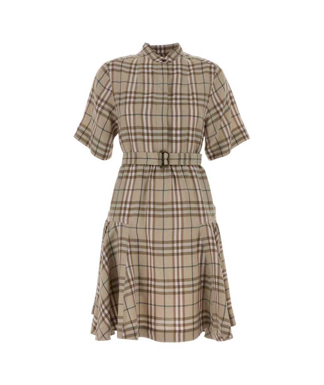 BURBERRY Бежевое вискозное повседневное платье, фото 1