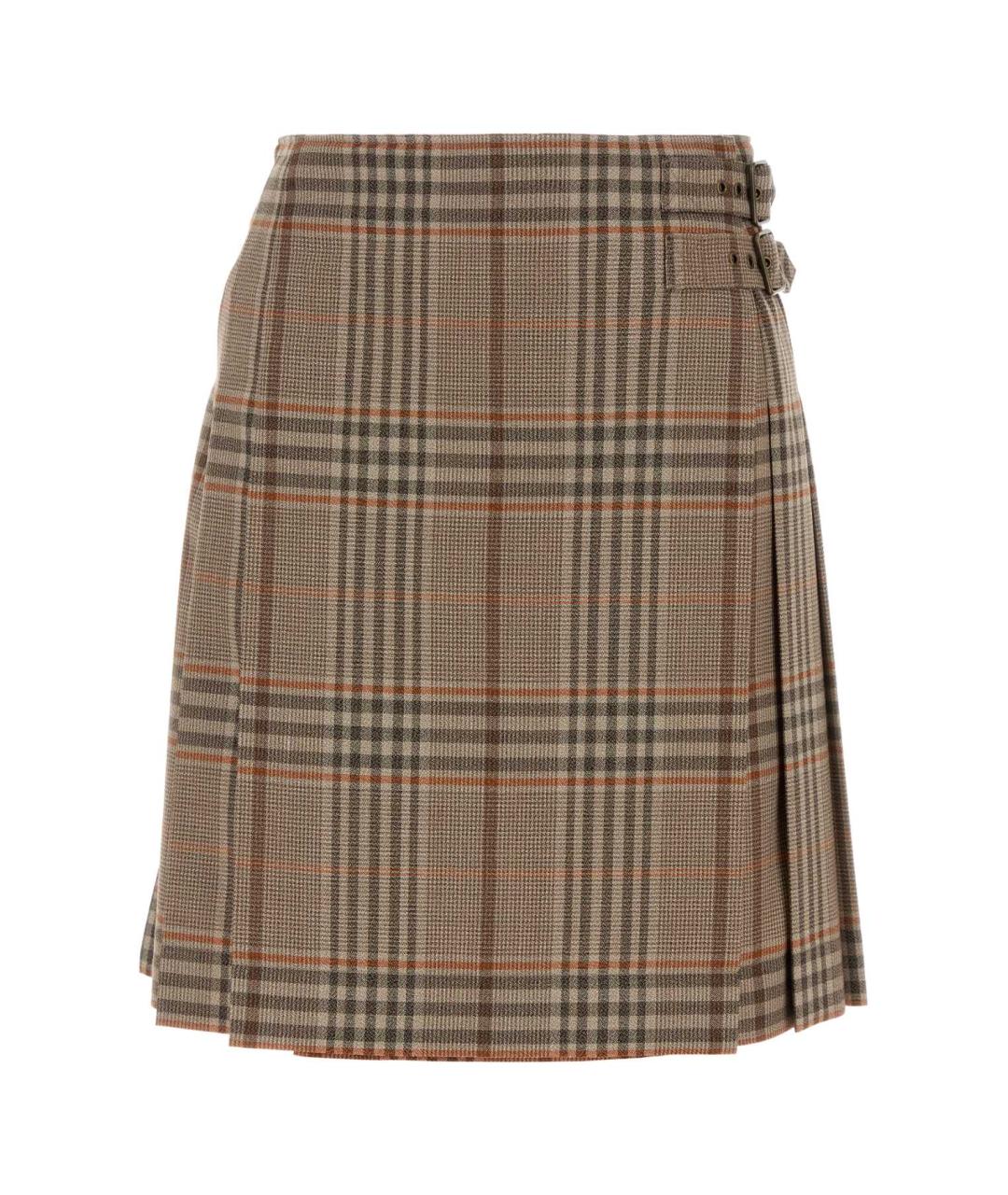 BURBERRY Бежевая шерстяная юбка миди, фото 1