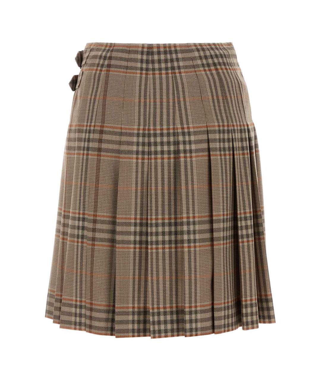 BURBERRY Бежевая шерстяная юбка миди, фото 2