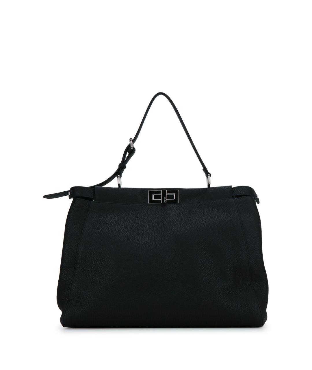 FENDI Черная кожаная сумка тоут, фото 3