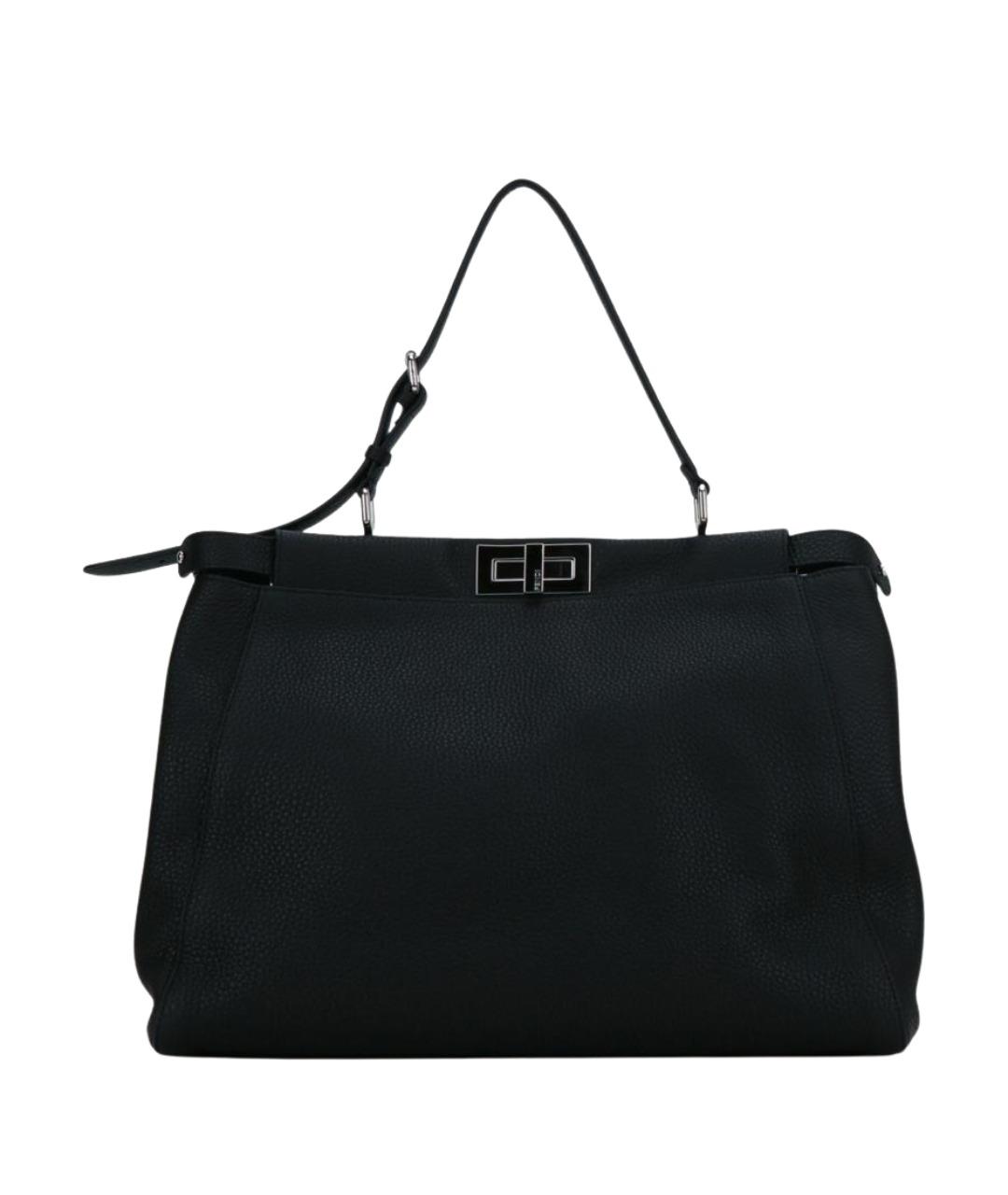 FENDI Черная кожаная сумка тоут, фото 1