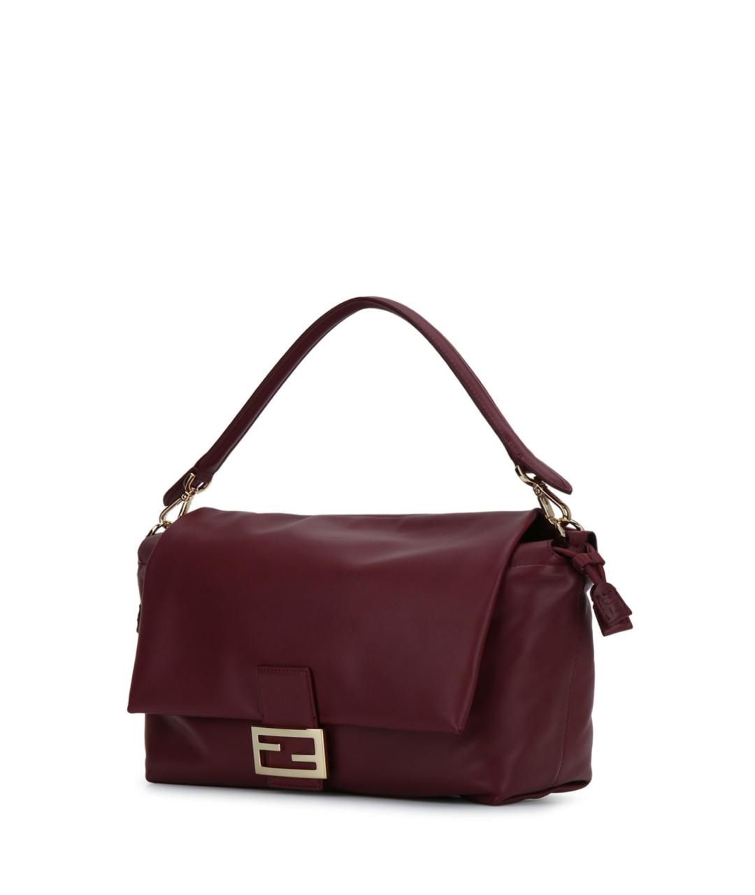 FENDI Бордовая кожаная сумка через плечо, фото 2