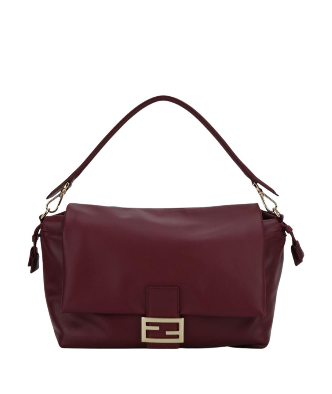 FENDI Бордовая кожаная сумка через плечо, фото 1