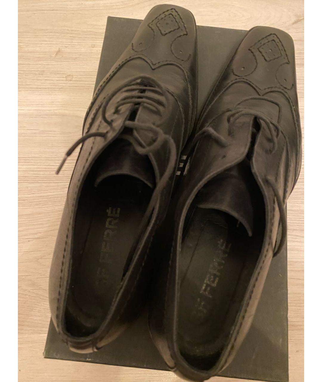 GIANFRANCO FERRE Черные кожаные туфли, фото 3