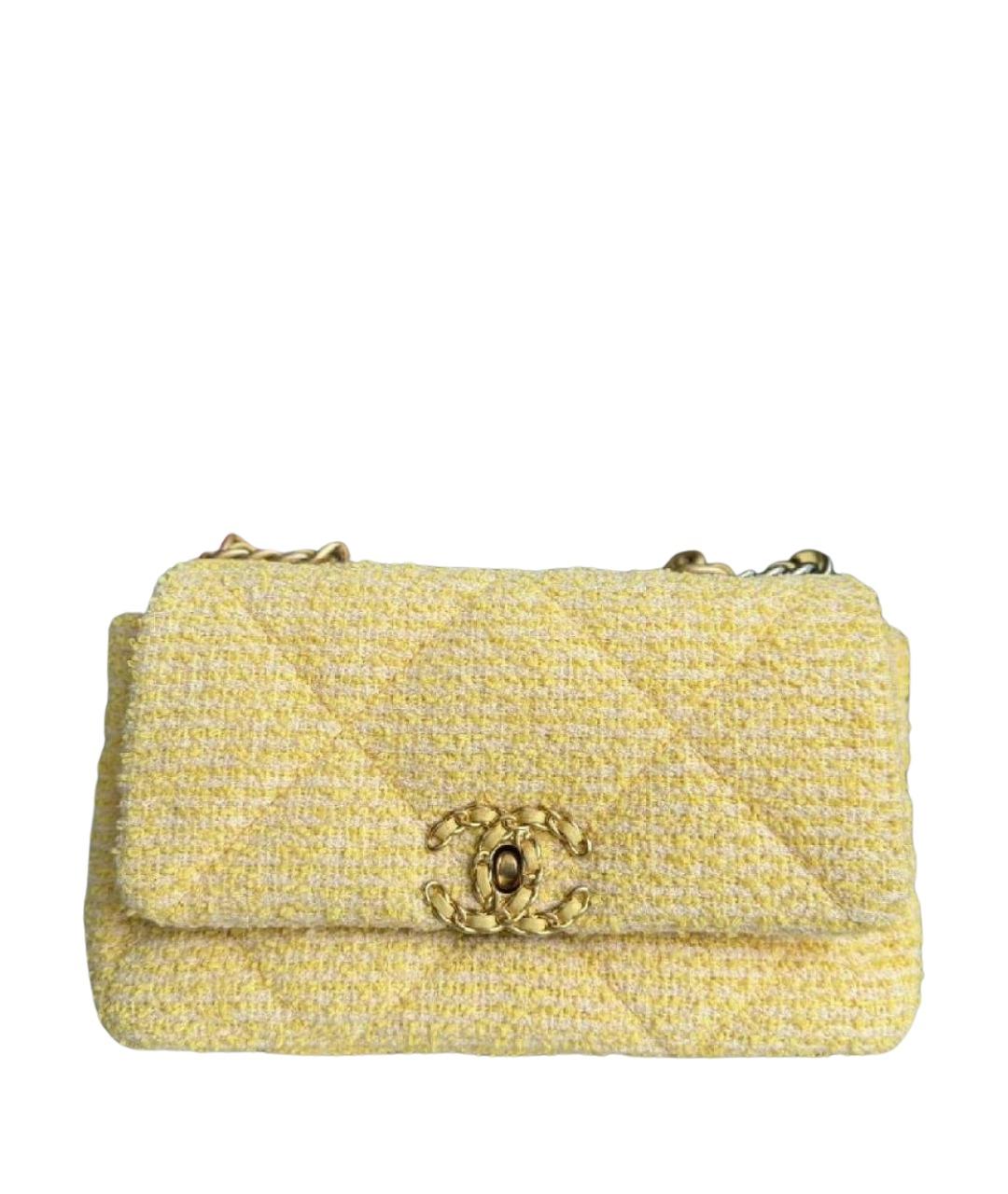 CHANEL Желтая твидовая сумка через плечо, фото 1