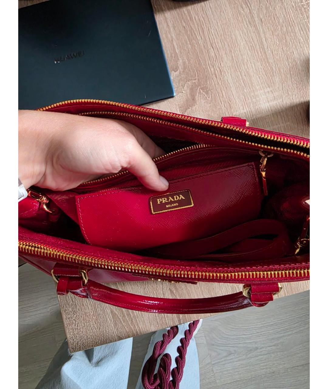PRADA Красная кожаная сумка тоут, фото 4