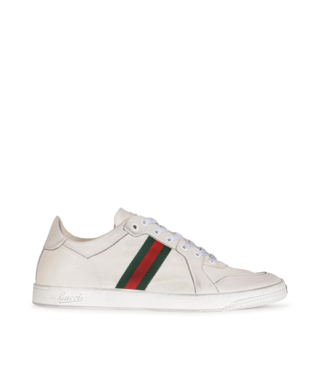 GUCCI Белые кожаные низкие кроссовки / кеды, фото 1