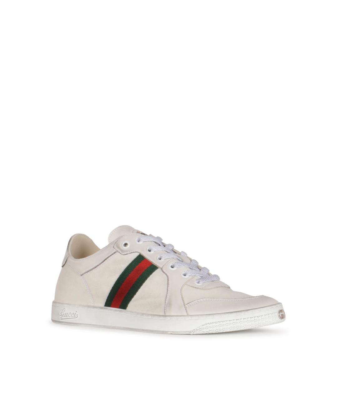 GUCCI Белые кожаные низкие кроссовки / кеды, фото 2