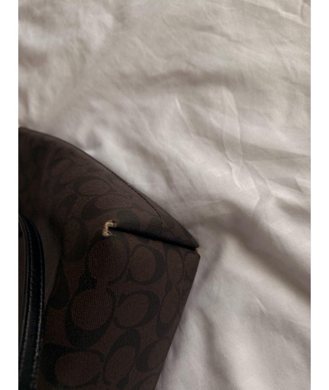 COACH Коричневая сумка тоут из канвы, фото 4