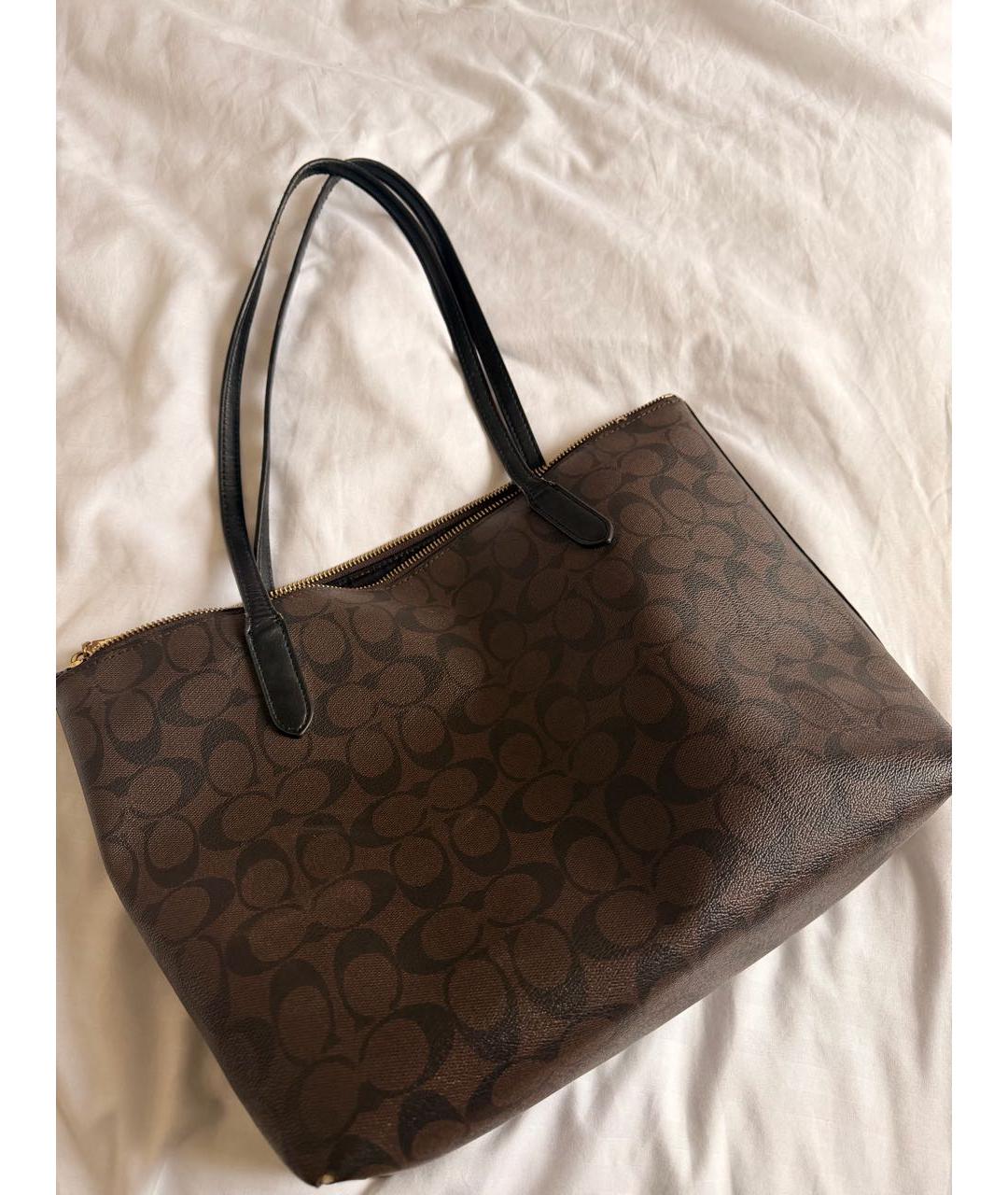 COACH Коричневая сумка тоут из канвы, фото 2