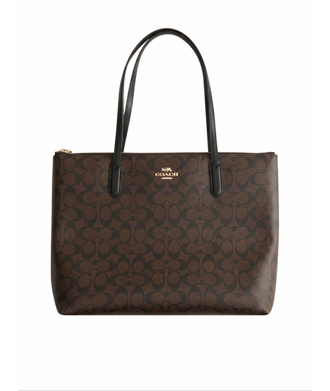 COACH Коричневая сумка тоут из канвы, фото 1