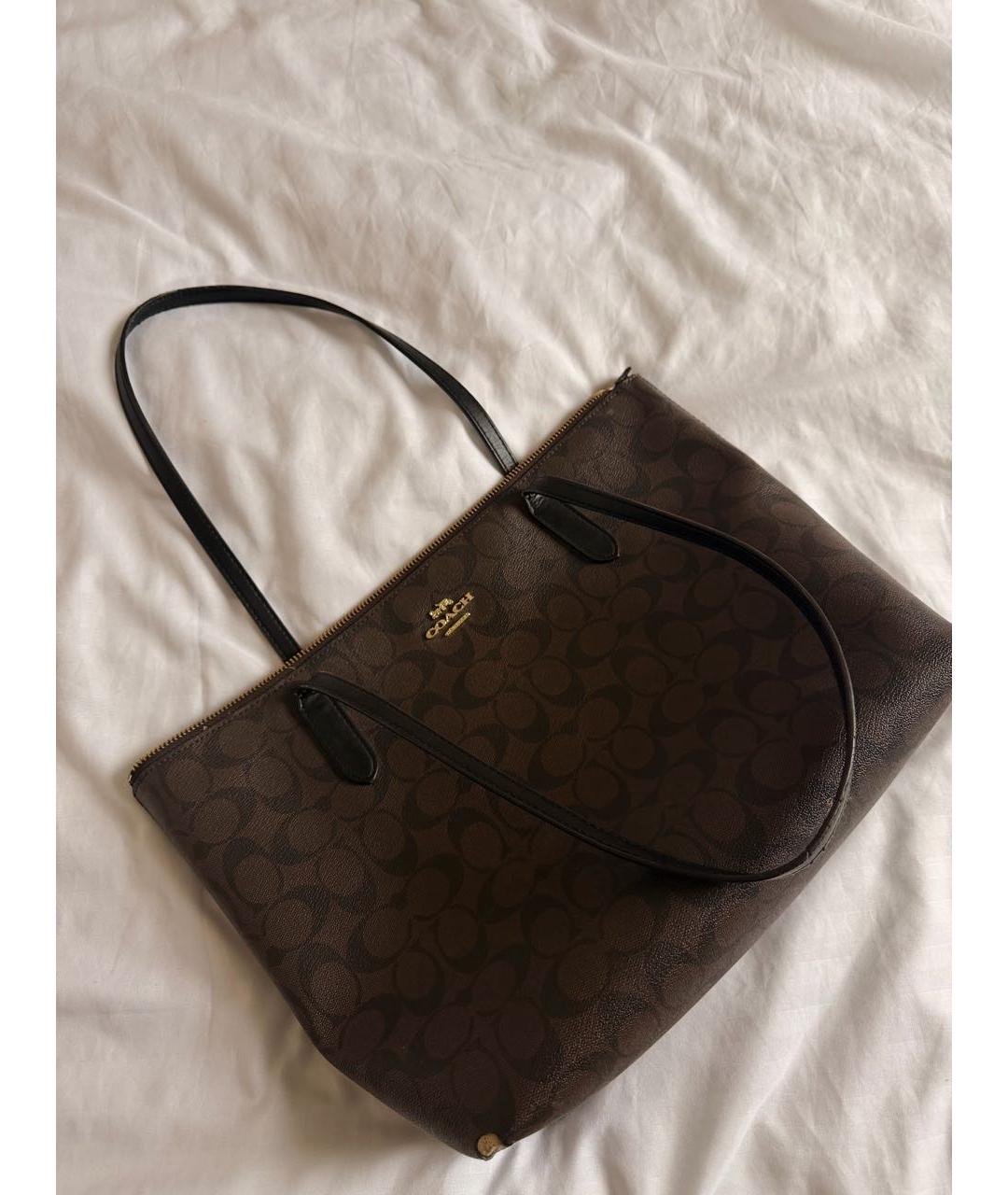 COACH Коричневая сумка тоут из канвы, фото 5