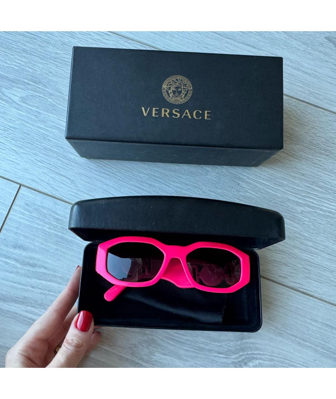 VERSACE Розовые пластиковые солнцезащитные очки, фото 3