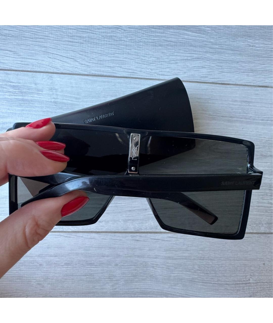 SAINT LAURENT Черные пластиковые солнцезащитные очки, фото 3