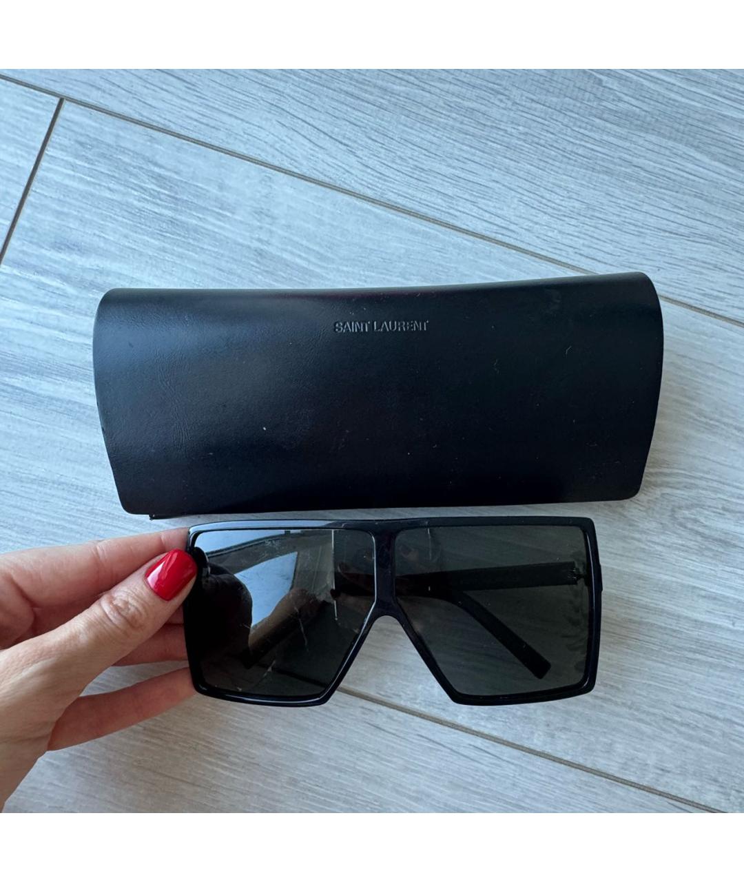 SAINT LAURENT Черные пластиковые солнцезащитные очки, фото 4