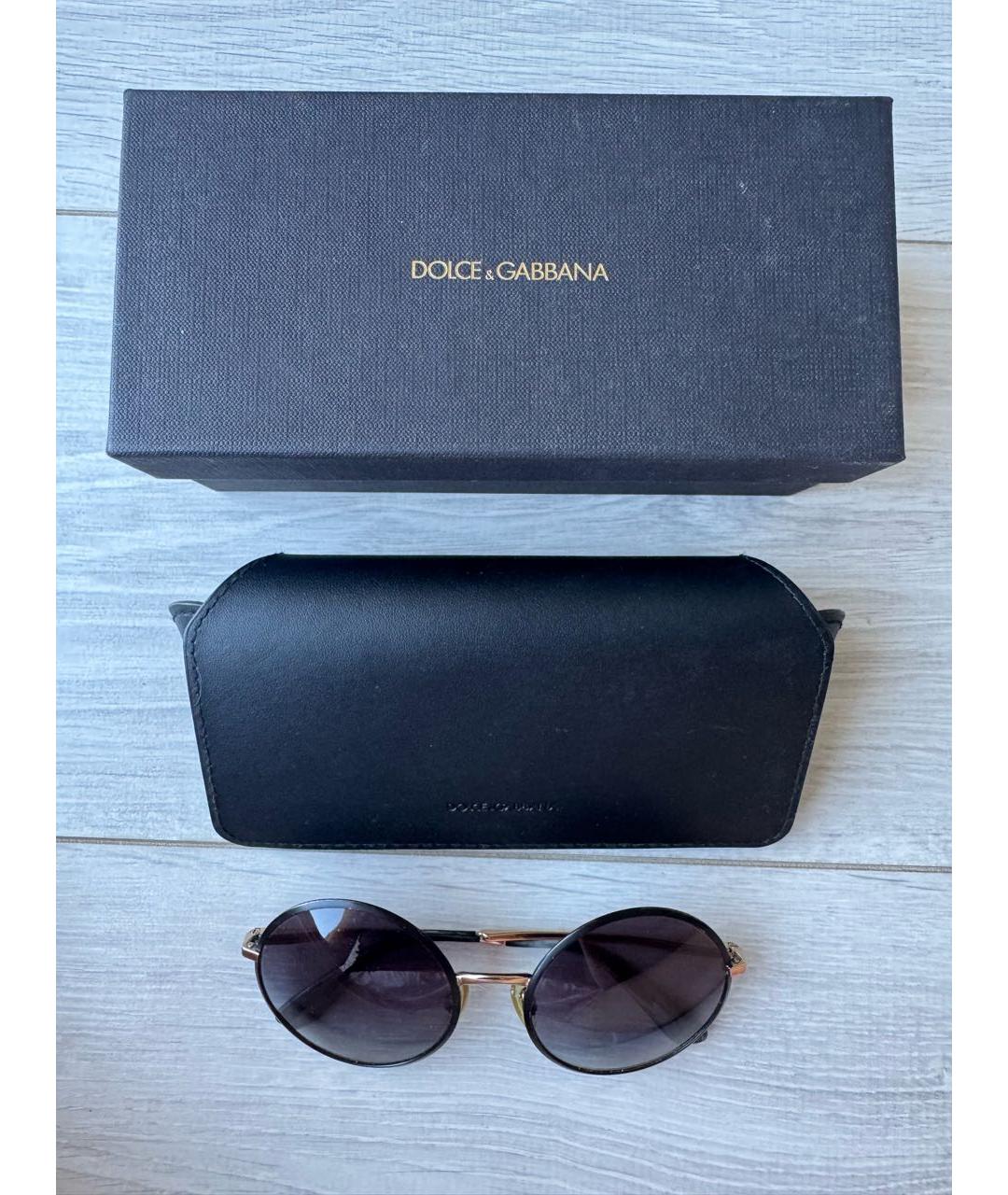 DOLCE&GABBANA Черные металлические солнцезащитные очки, фото 4