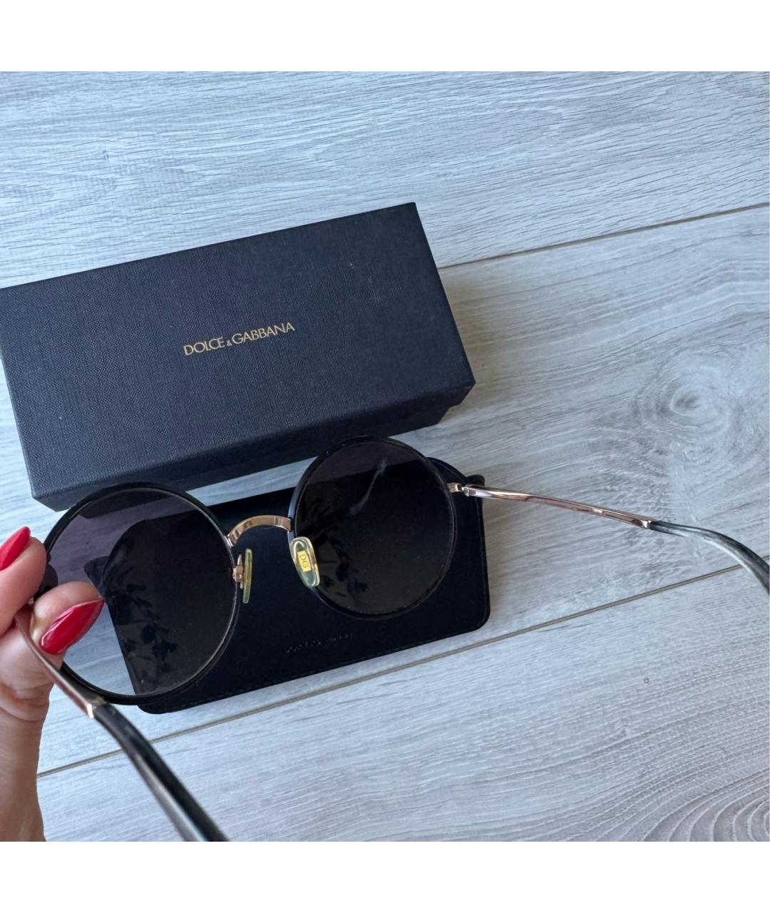 DOLCE&GABBANA Черные металлические солнцезащитные очки, фото 3