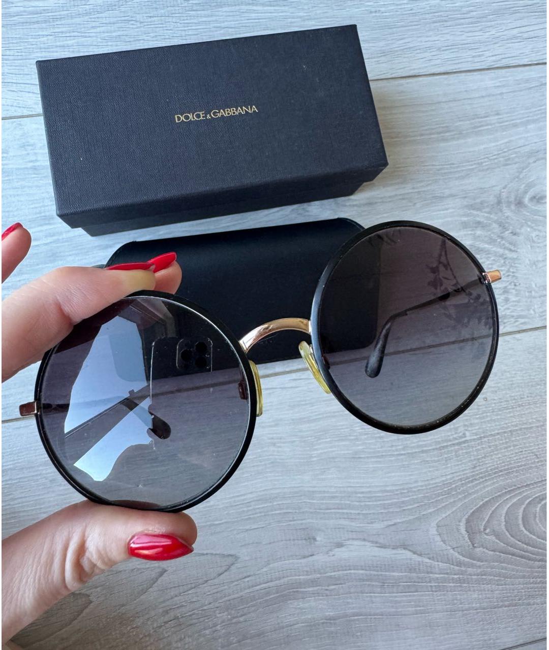 DOLCE&GABBANA Черные металлические солнцезащитные очки, фото 5