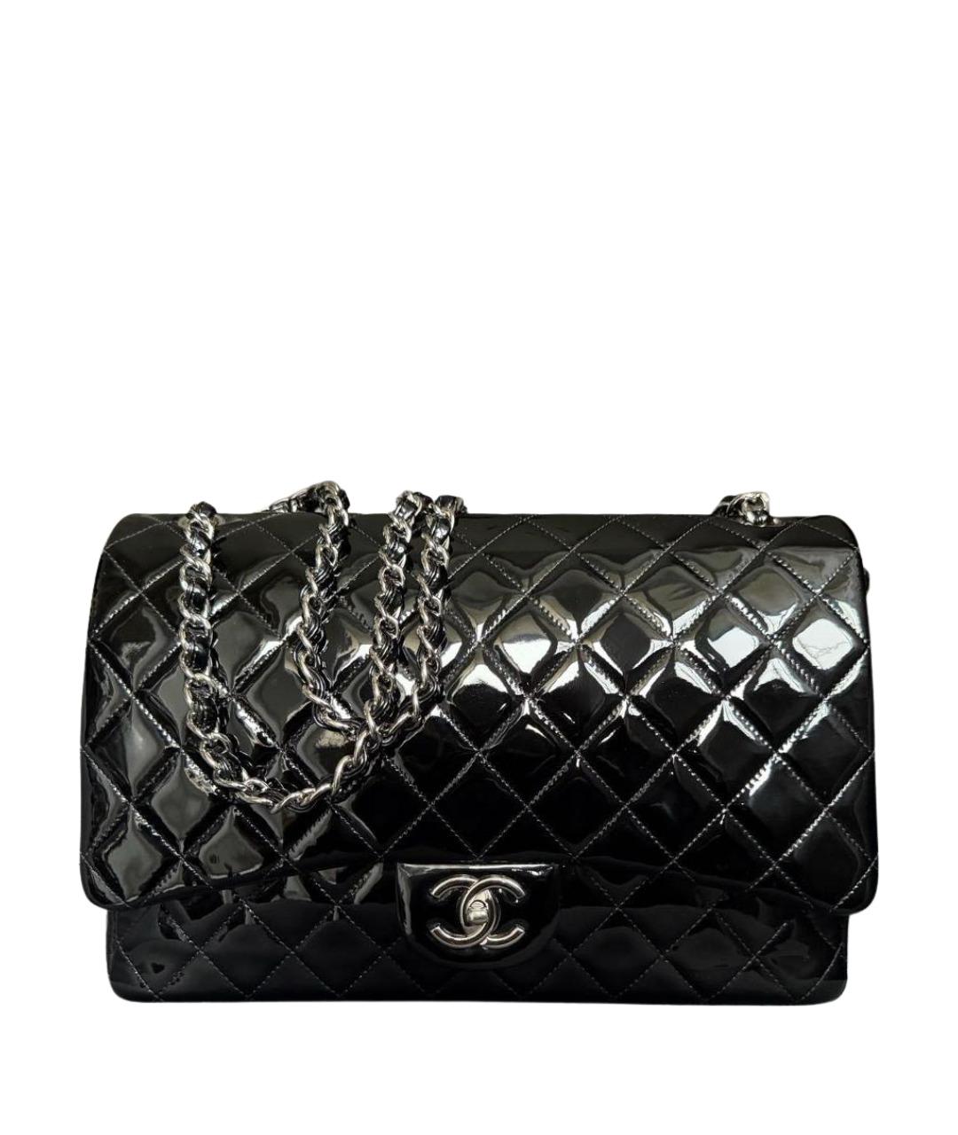 CHANEL Черная сумка через плечо из лакированной кожи, фото 1