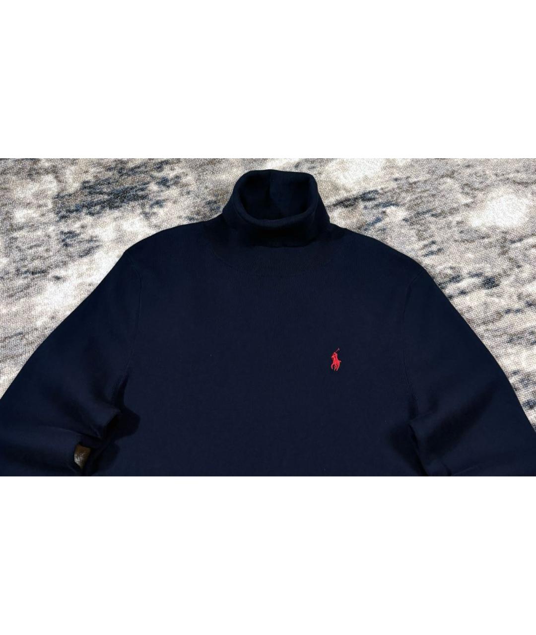 POLO RALPH LAUREN Темно-синяя хлопко-эластановая водолазка, фото 3