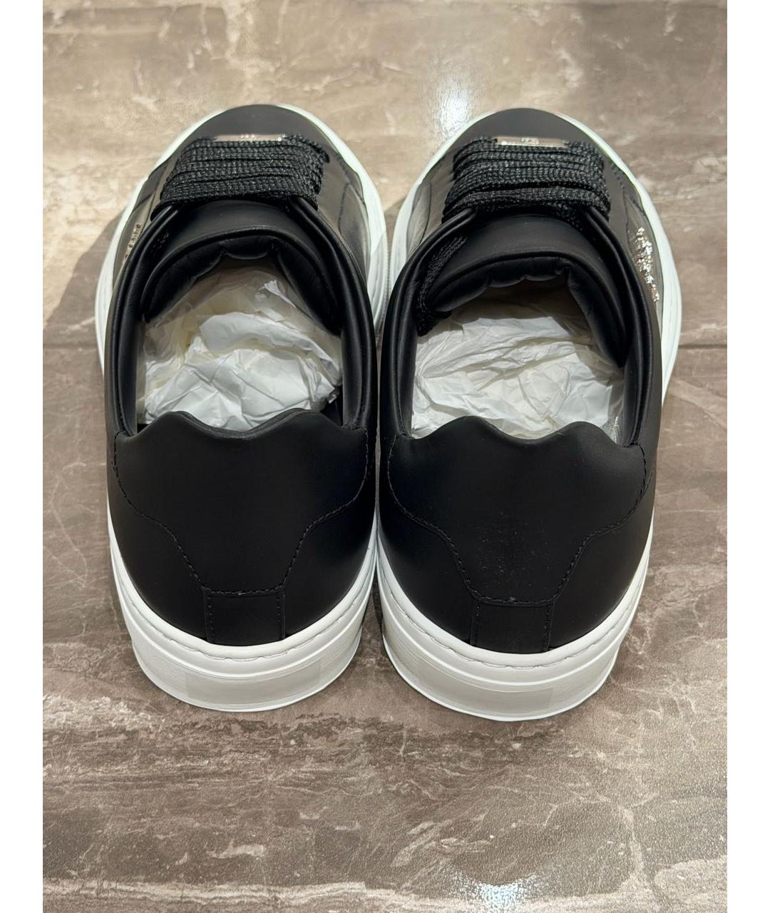 PHILIPP PLEIN Черные кожаные кеды, фото 4