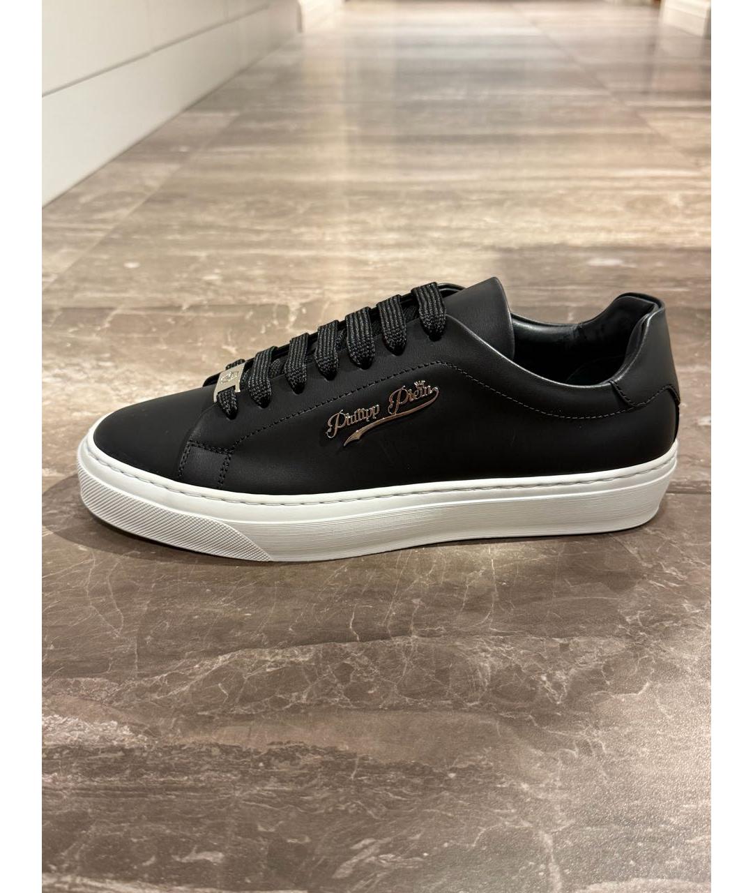 PHILIPP PLEIN Черные кожаные кеды, фото 5