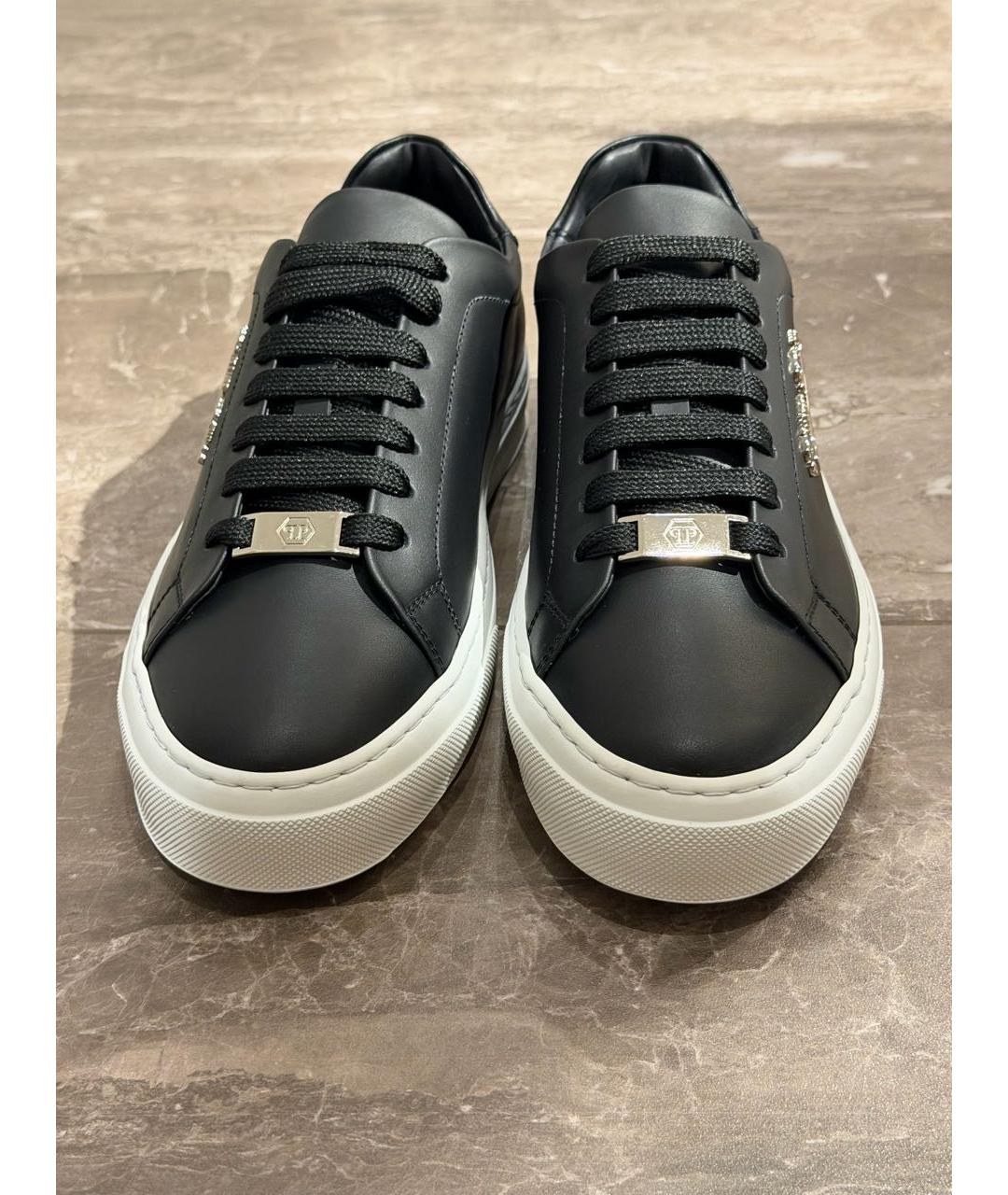 PHILIPP PLEIN Черные кожаные кеды, фото 2