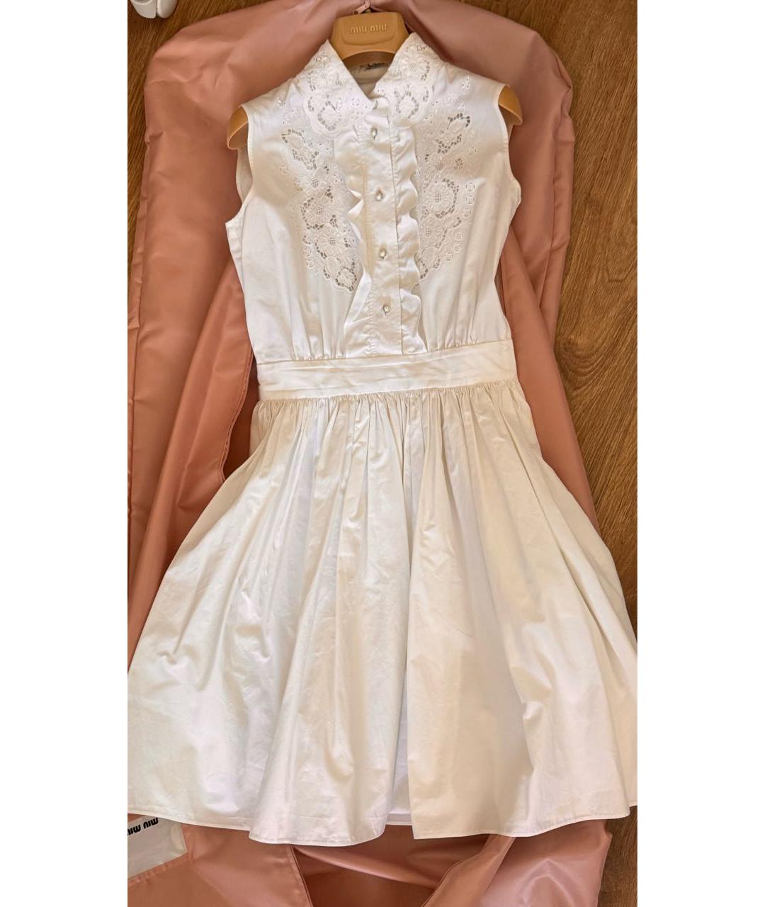 MIU MIU Белое хлопковое коктейльное платье, фото 7