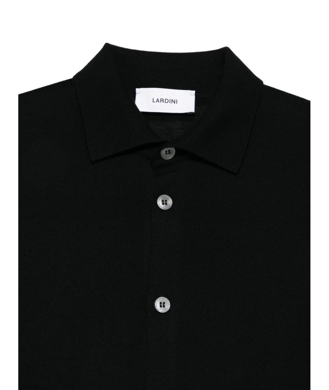 LARDINI Черная шерстяная классическая рубашка, фото 3