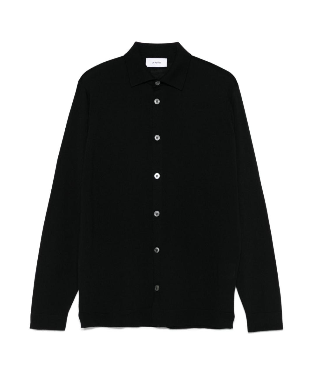 LARDINI Черная шерстяная классическая рубашка, фото 1