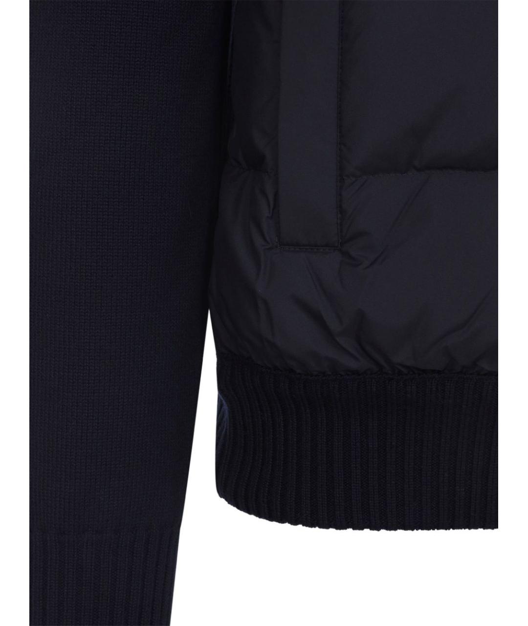 MONCLER Темно-синяя полиэстеровая куртка, фото 4
