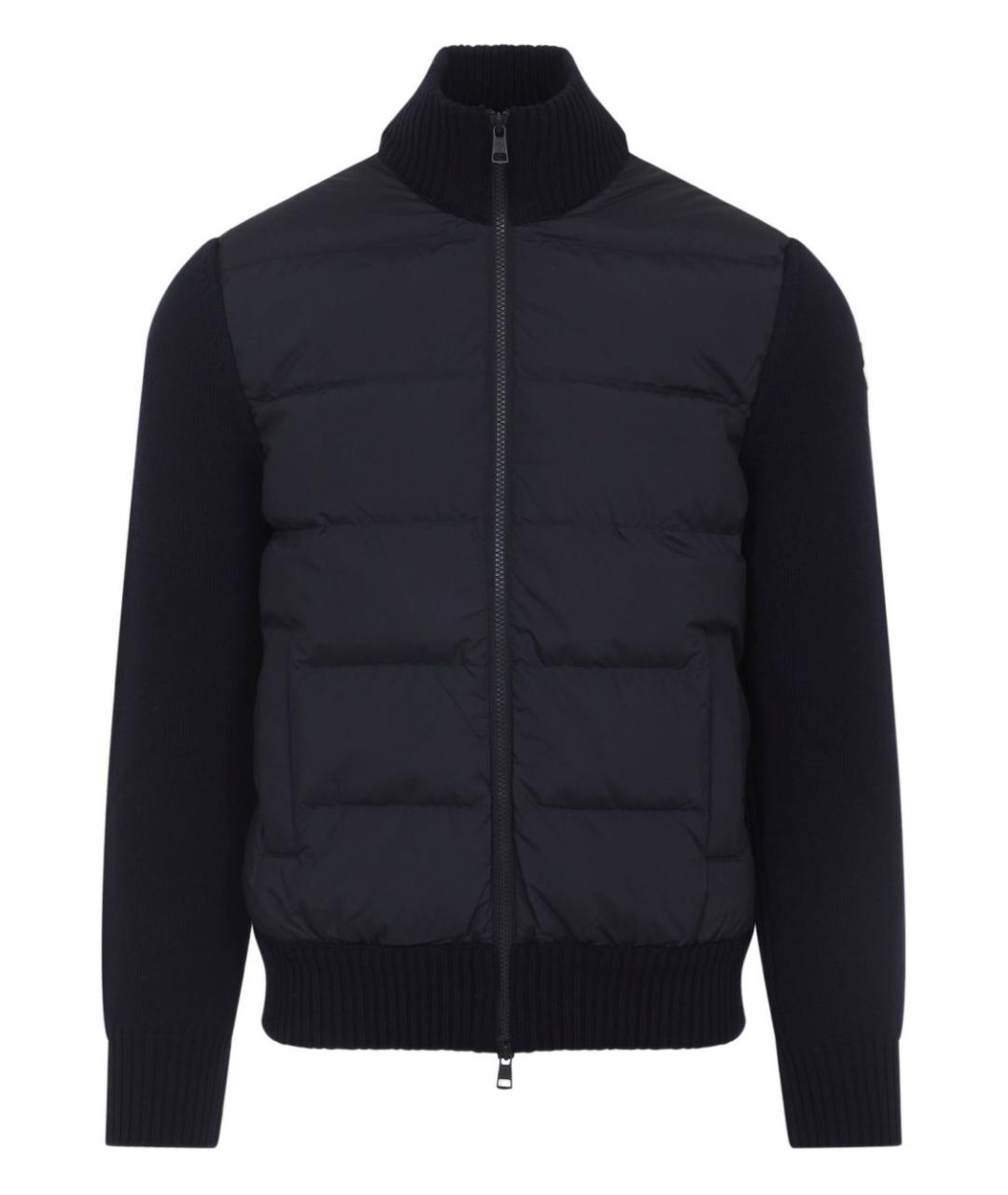MONCLER Темно-синяя полиэстеровая куртка, фото 1