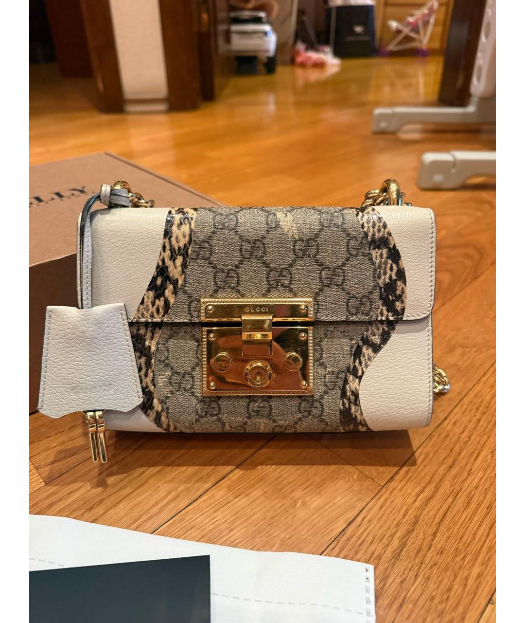GUCCI Бежевая кожаная сумка через плечо, фото 7
