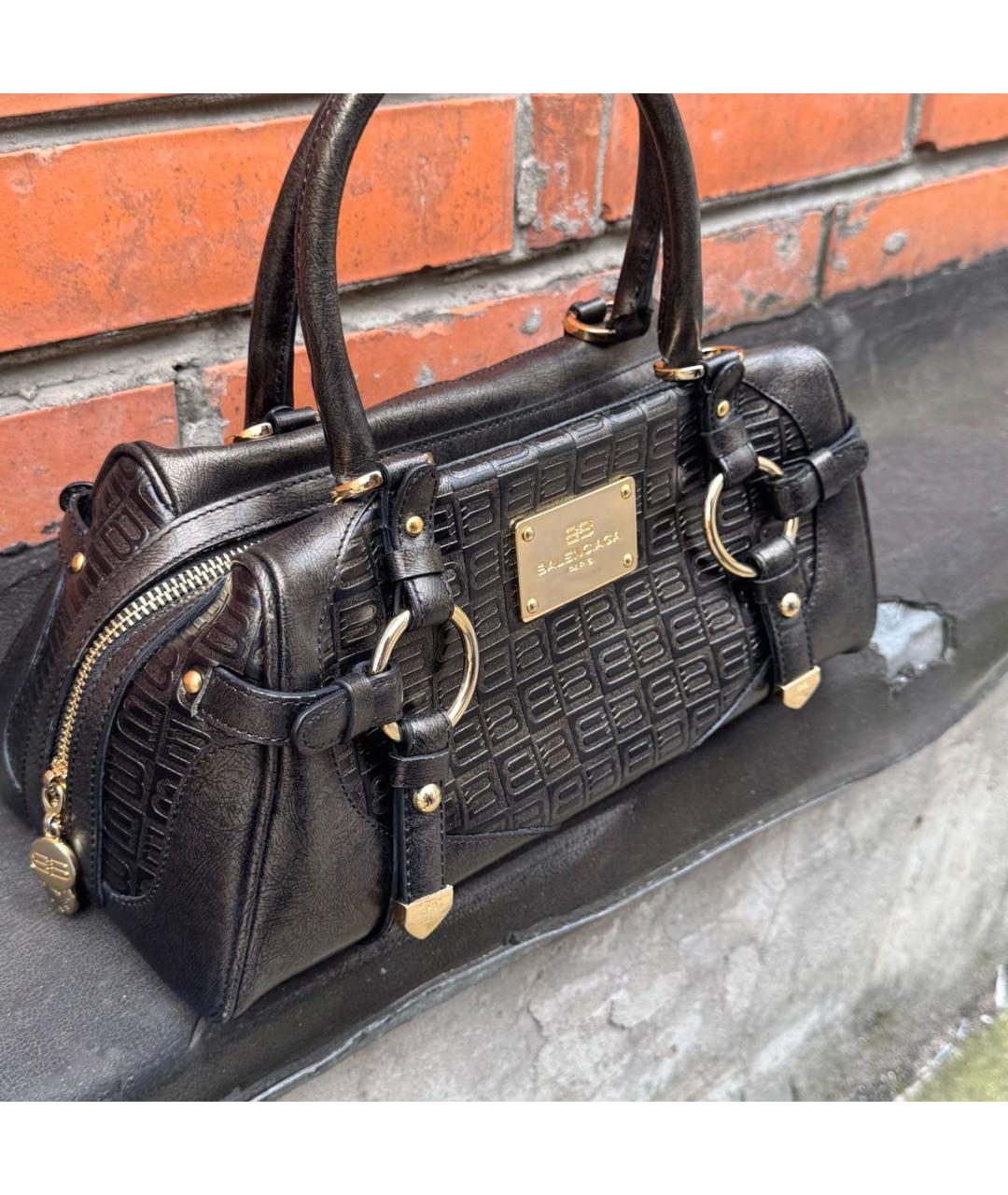 BALENCIAGA Черная кожаная сумка с короткими ручками, фото 2