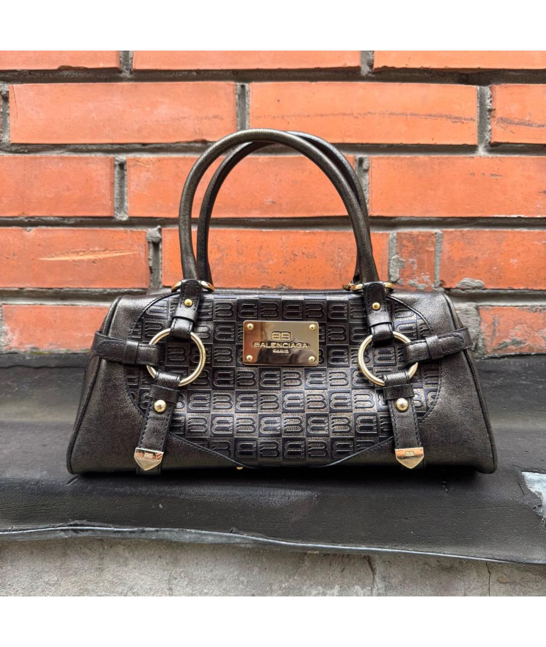 BALENCIAGA Черная кожаная сумка с короткими ручками, фото 5