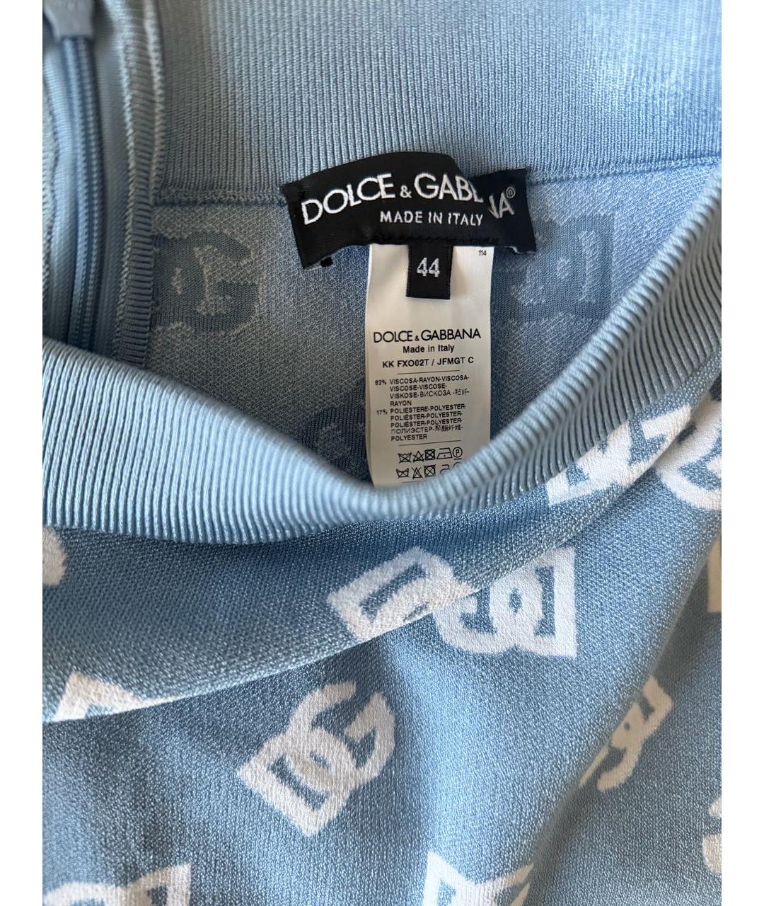 DOLCE&GABBANA Голубая вискозная юбка миди, фото 4