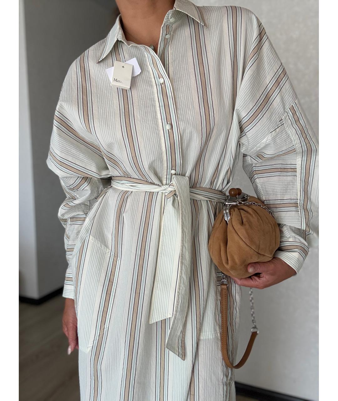 MAX MARA Бежевое хлопковое повседневное платье, фото 8